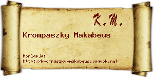 Krompaszky Makabeus névjegykártya